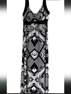 Style & Co. Black and White Geometric Maxi Dress
